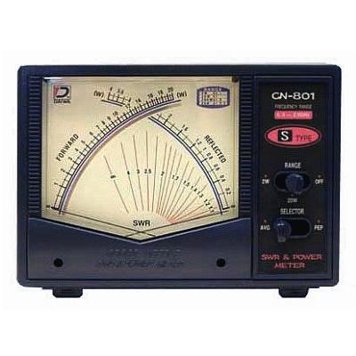 <p>
	The CN-801 Series is high quality instrument with unique features which make tendious measurement of SWR and Power during antenna tests, matching and tuning of transmitters a very easy task. SWR and Power indicators are installed in one meter unit. One scale will indicate forward power. Another scale reflected power and SWR is indicated at the crossing point of the 2 needles. This unique feature makes it possible to read forward power, reflected power and SWR all at the same time.<br />
	<br />
	<b>SPECIFICATIONS:</b><br />
	Frequency: 900 - 2500MHz<br />
	Power range: Forward 2/20W<br />
	Tolerance: +/- 10% at full scale<br />
	SWR measurement: 1:1 - 1:~<br />
	SWR detection sensitivity: 0.5W<br />
	Input/Output impedance: 50 ohms<br />
	Input/Output connectors: N type<br />
	DC power supply: DC13.8V(70mA)<br />
	Dimensions and weight: 157(W) x 117(H) X 117(D)mm, Approx 1KG</p>
<p>
	<strong>PRICE &euro;225</strong></p>
