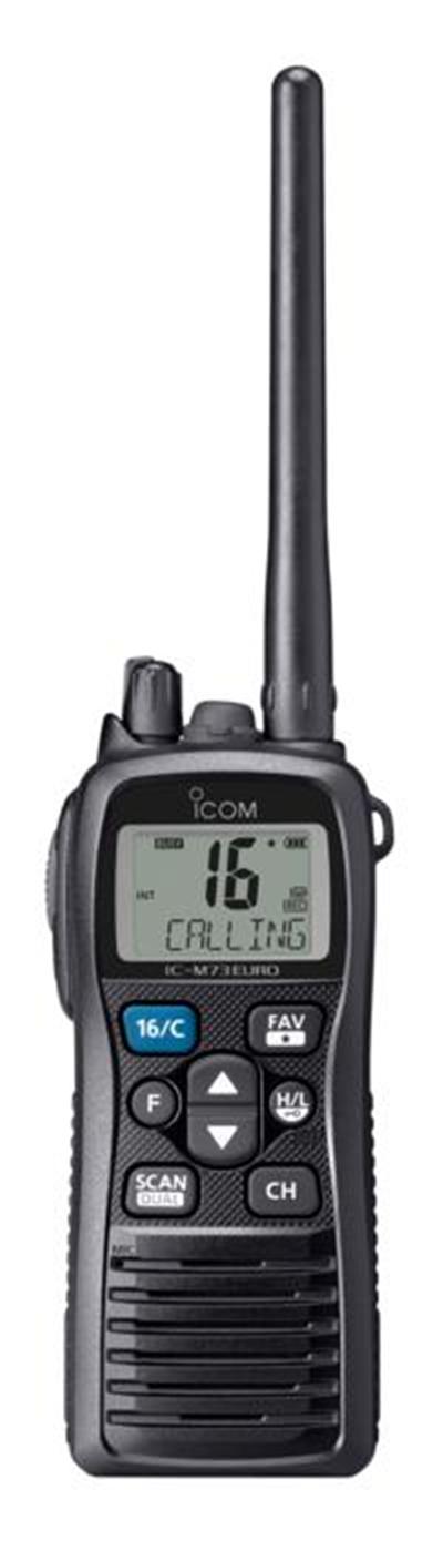 <p>
	<strong>PROFESSIONAL VHF MARINE TRANSCIEVER</strong></p>
<p>
	The IC-M73PLUS builds on many of the features that made the IC-M71 the choice of many maritime professionals across the globe but also incorporates two new important features; a new voice recording function and Icom&rsquo;s active Noise Cancelling Technology.</p>
<p>
	<strong>Last Call Voice Recording </strong><br />
	The last call voice recording function automatically saves the last incoming call for up to 1 minute. You can also start recording manually. You will not miss an important call.</p>
<p>
	<strong>Active Noise Cancelling Technology</strong><br />
	The built-in bidirectional active noise cancelling reduces background noise by up to 90% and improves both your transmitted voice and incoming calls. You will hear and be heard better and clearer!</p>
<p>
	<strong>Bass Boost Function</strong><br />
	The signal processing technology emphasizes low pitched sound to provide a rich bass sound for both transmit and receive signals.</p>
<p>
	<strong>700mW Loud Audio</strong><br />
	The IC-M73PLUS uses a BTL (bridge-tied load) amplifier that doubles the audio output. Its internal speaker delivers a loud 700mW audio output with clear sound even in noisy environments.</p>
<p>
	<strong>6W RF Output Power</strong><br />
	The IC-M73PLUS&rsquo;s 6 Watts of transmit power will provide extended communication range for the user.<br />
	*Typical operation with 5:5:90 duty ratio.</p>
<p>
	<strong>IPX8 Advanced Waterproofing</strong><br />
	The IC-M73PLUS continues to offer Icom&rsquo;s best waterproof protection. The radio has been tested to survive after being submersed in 1.5m (4.9ft) depth of water for 30 minutes. Use this radio in the rain, snow or any other severe weather conditions!</p>
<p>
	<strong>Slim, Hourglass Body, Wide Viewing Angle LCD</strong><br />
	The IC-M73PLUS has a stylish, ergonomic design. A durable and rugged body provides for user friendly operation and long life. A wide viewing angle, high intensity LCD offers bright, easy to read characters.</p>
<p>
	<strong>VOX function for hands free operation*,**</strong><br />
	With the OPC-1392 headset adapter cable you can use a variety of optional HS-94, HS-95 or HS-97 headsets*. The IC-M73PLUS has VOX (Voice Operated Transmit) capability for hands-free operation. Also, the VOX gain and VOX delay time are adjustable.<br />
	* Headsets, HS-94, HS-95 and HS-97 and OPC-1392 are not waterproof.<br />
	** This needs to be enabled by your local Icom marine dealer</p>
<p>
	<strong>ADDITIONAL FEATURES</strong><br />
	&bull; AquaQuake water draining function ejects water from the speaker grille with low frequency sound.<br />
	&bull; Dual/Tri-Watch function for monitoring Channel 16 and/or call channel<br />
	&bull; Battery indicator shows remaining battery power in 4 levels<br />
	&bull; Favourite channel and tag scan functions<br />
	&bull; Optional speaker-microphones, HM-167 and HM-202<br />
	&bull; Rapid charger BC-210 supplied with the IC-M73PLUS<br />
	&bull; Auto power save function<br />
	&bull; FA-S64V short antenna</p>
<p>
	<strong>PRICE &euro;309&emsp;</strong></p>
