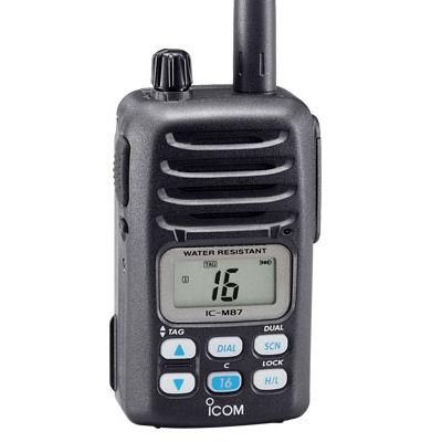 <p>
	<strong>Compact/Waterproof VHF PBR/Marine handheld</strong></p>
<p>
	Designed with particular emphasis on commercial use the IC-M87 is a high class business marine handheld that meets both marine and simple Private Business Radio (PBR) applications*. Compact and with a tough construction, the IC-M87 meets military standard requirements (MIL-STD) and is built to the same waterproof standard employed by the IC-M1EuroV and IC-M21.<br />
	<br />
	The IC-M87 can be used for both marine and basic PBR applications . A simple push of a button changes the operating band between marine and PBR channels. Up to 22 free channels are available for land use (146&iexcl;V174MHz). Wide/narrow channel spacing is programmable for each channel, and CTCSS and DTCS signalling is built-in.<br />
	<br />
	Although aimed at the commercial users, the IC-M87 is ideal for leisure boat users who want a premium quality compact transceiver. The IC-M87 has an abundance of standard features including dual and tri watch, tag and priority scanning, an adjustable button-beep tone level, signal strength indicator, sub-channel display and battery indicator.<br />
	<br />
	All controls are large and easy to use, and have been carefully designed and positioned to provide the simplest of user interfaces at all times on land or sea. Even when wearing gloves, the large buttons are easy to operate. In addition a large, clear backlit LCD and backlit buttons provide instant recognition of data and ensure reliable communication in any lighting conditions.<br />
	<br />
	The IC-M87 comes with the BP-227 Li-Ion battery pack as standard. The battery&#39;s 1700mAh capacity allows longer battery life; a maximum of 15 hours* operation, without memory effect of the battery. An optional AA alkaline battery case, BP-226, provides a convenient back-up and great reassurance in an emergency. The IC-M87 has a powerful output power of 5 watts ensuring the reliability of your communication with the standard battery pack, even over long distances. To save on battery consumption, the user can reduce the output power to 3 Watts or 1 Watt.<br />
	<br />
	An intrinsically-safe (IS) version of the IC-M87 will be available soon for use in hazardous environments on land and at sea, such as oil rigs, natural gas tankers, etc. The intrinsically-safe version will have a built-in voice scrambler with 32 codes that will be compatible with the UT-112.<br />
	<br />
	Coming with an extended 3-year warranty available, the IC-M87 is supplied with the BC-152 Slow Battery Charger, BC-01 Charger Adapter, BP-227 Li-Ion Battery Pack, FA-S59V antenna, MB-79 Belt Clip and handbook. The BC-152 desktop charger can also be mounted on a wall and will accept various power sources such an AC adapter, cigarette lighter LEAD, or DC power supply.<br />
	<br />
	The IC-M87 has a wide range of optional accessories available including the HM-138 waterproof speaker microphone. The optional rapid desktop charger BC-119N and multi-charger BC-121N are also available to charge the IC-M87 in 2.5 hours (AD-100 charger adapter is required)</p>
<div id="rcnt">
	<div class="prdXtra">
		<p>
			<strong>PRICE &euro;299</strong></p>
		<p>
			&nbsp;</p>
	</div>
	<p>
		&nbsp;</p>
</div>
<p>
	&nbsp;</p>
