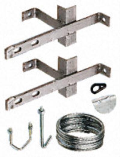 <p>
	A strong 2 wire lashing kit fully galvanised.</p>
<p>
	Complete with galvanised wire,j bolts,u bolts corner plates.</p>
<p>
	Ideal for mounting 2 or 1 inch poles to a chimney.</p>
<p>
	<strong>PRICE &euro;35</strong></p>
