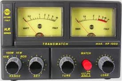 <p>
	Freq range 26-30 mhz</p>
<p>
	10 watt,100 watt,1kw</p>
<p>
	<span lang="EN-GB">260mm (w) x 110mm (h)&nbsp; x 190mm (d)</span></p>
<p>
	<span lang="EN-GB">Usefull for matching any cb aerial to radio.</span></p>
<p>
	&nbsp;</p>
<p>
	<strong><span lang="EN-GB">PRICE &euro;199</span></strong></p>
<p>
	&nbsp;</p>
