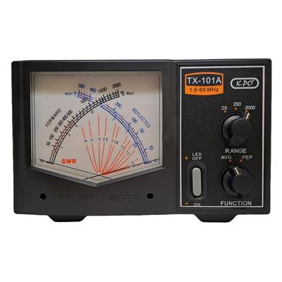 <p>
	The K-PO TX-101A is a highly accurate SWR and power cross-needle meter for the 1.6 &ndash; 60 MHz frequency range.</p>
<p>
	The large backlit display makes it easy to read Forward Power, Reflected Power and SWR all at once.</p>
<p>
	The meter features an AVG/PEP switch to select between average power (AVG) and Peak Envelope Power (PEP), which is especially useful for SSB and AM transmissions.</p>
<p>
	In PEP mode, the meter uses an active circuit to accurately capture real-time peak power levels, making it ideal for fine-tuning your signal during voice modulation.</p>
<p>
	The K-PO TX-101A supports up to 2 kW of peak power (short time), ensuring reliable performance even with high-power setups.</p>
<p>
	PRICE &euro;159</p>
<p>
	&nbsp;</p>
