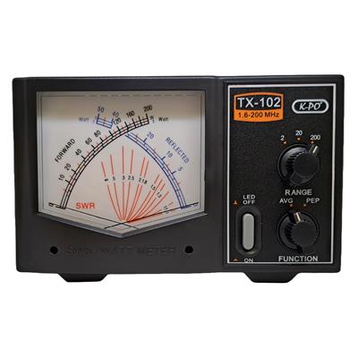 <p>
	The K-PO TX-102 is a highly accurate SWR and power cross-needle meter for the 1.6 &ndash; 200 MHz frequency range.</p>
<p>
	The large backlit display makes it easy to read Forward Power, Reflected Power and SWR all at once.</p>
<p>
	The meter features an AVG/PEP switch to select between average power (AVG) and Peak Envelope Power (PEP), which is especially useful for SSB and AM transmissions.</p>
<p>
	The K-PO TX-102 supports up to 200 Watt of peak power (short time), ensuring reliable performance.</p>
<p>
	PRICE &euro;139</p>
<p>
	&nbsp;</p>
