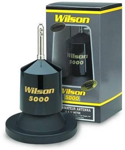 <p>
	The Wilson 5000 is the top performing base loaded CB antenna for the automobile. Wilson used the basic design of the Wilson Trucker 5000 with the exclusive low loss coil and proven performance qualities of the Wilson 1000. The Wilson trademark of designing an antenna with maximum efficiency is continued in the Wilson 5000.<br />
	<br />
	The Wilson 5000 is the top performing base loaded CB antenna for the automobile. Wilson used the basic design of the Wilson Trucker 5000 with the exclusive low loss coil and proven performance qualities of the Wilson 1000. The Wilson trademark of designing an antenna with maximum efficiency is continued in the Wilson 5000.<br />
	<br />
	The Wilson 5000 is over 65% larger than the famous Wilson 1000, and designed specifically for users who want the best antenna and have to ability to withstand some power applied to it. The Wilson 5000 will handle 5000 watts AM, 20,000 watts SSB (ICAS ratings).<br />
	<br />
	With 30 years of knowledge and engineering experience in the design of antennas, Wilson has become the recognized leader in CB Mobile antennas. The Wilson 5000 is now the choice of the serious CBer.</p>
<div>
	<div class="itemRow">
		<div class="leftBox">
			<span>Made with high impact Mobay Thermoplastic </span></div>
		<div class="rightBox">
			&nbsp;</div>
	</div>
	<div class="itemRow">
		<div class="leftBox">
			<span>6 gauge solid copper silver-plated wire </span></div>
		<div class="rightBox">
			&nbsp;</div>
	</div>
	<div class="itemRow">
		<div class="leftBox">
			<span>Exclusive low loss coil design </span></div>
		<div class="rightBox">
			&nbsp;</div>
	</div>
	<div class="itemRow">
		<div class="leftBox">
			<span>1 Year Wilson Warranty </span></div>
		<div class="rightBox">
			&nbsp;</div>
	</div>
	<div class="itemRow">
		<div class="leftBox">
			<span>Weather Channel Ready</span></div>
		<div class="rightBox">
			&nbsp;</div>
	</div>
</div>
<h2 class="section_title">
	Specifications, Weight, Dimensions</h2>
<div>
	<div class="itemRow">
		<div class="leftBox">
			<span>Length</span></div>
		<div class="rightBox">
			<span>66in (6.5ft) </span></div>
	</div>
	<div class="itemRow">
		<div class="leftBox">
			<span>Width</span></div>
		<div class="rightBox">
			<span>5in (at base) </span></div>
	</div>
	<div class="itemRow">
		<div class="leftBox">
			<span>Power Handling</span></div>
		<div class="rightBox">
			<span>5,000 Watts AM, 20,000 Watts SSB </span></div>
	</div>
	<div class="itemRow">
		<div class="leftBox">
			<span>Frequency range</span></div>
		<div class="rightBox">
			<span>26 MHz to 30 MHz </span></div>
	</div>
	<div class="itemRow">
		<div class="leftBox">
			<span>Coax Length</span></div>
		<div class="rightBox">
			<span>17ft </span></div>
	</div>
	<div class="itemRow">
		<div class="leftBox">
			<span>Whip</span></div>
		<div class="rightBox">
			<span>62in Stainless Steel</span></div>
		<div class="rightBox">
			&nbsp;</div>
		<div class="rightBox">
			<strong><span>PRICE &euro;175</span></strong></div>
		<div class="rightBox">
			&nbsp;</div>
	</div>
</div>
<p>
	&nbsp;</p>
