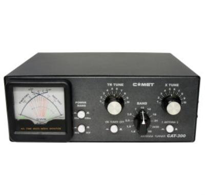 <p>
	<strong>Comet CAT 300&nbsp; </strong>300 Watt ATU (antenna tuning unit)</p>
<p>
	<strong>Another great new model</strong> in the Comet range, the CAT-300 is a quality <strong>300 Watt</strong> antenna tuner which boasts 2x antenna inputs, a very useful frequency range of <strong>1.8 - 60Mhz,</strong> smart illuminated cross needle display, and even <strong>PEP/Average </strong>power reading.</p>
<ul>
	<li>
		<strong>Comet CAT 300 300W </strong>Antenna Tuning Unit</li>
	<li>
		<strong>Freq:</strong> 1.8 - 60 MHz</li>
	<li>
		<strong>Power:</strong> 300W (SSB)</li>
	<li>
		<strong>Antennas:</strong> 2 co-ax inputs</li>
	<li>
		<strong>Impedance:</strong> 10 - 600 Ohm</li>
	<li>
		<strong>Input Connector:</strong> SO239</li>
	<li>
		<strong>Meter:</strong> SWR/Power</li>
	<li>
		<strong>30W/300W </strong>Average/PEP</li>
	<li>
		<strong>Cross needle</strong> illuminated display panel</li>
	<li>
		<strong>Size:</strong> 250 x 93 x 200 mm</li>
	<li>
		<strong>Weight:</strong> 2.7kg</li>
	<li>
		<strong>PRICE&nbsp; </strong></li>
</ul>
