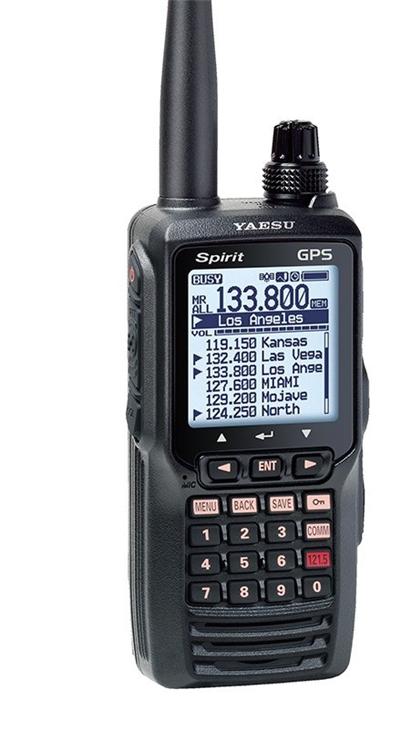 <ul>
	<li>
		5 watt TX output power ( Air band AM 5W PEP typical 1.5W carrier)</li>
	<li>
		Large 1.7&quot; x 1.7&quot; ( 43.2mm x 43,2mm) Dot matrix display ( 160 x 160 dots)</li>
	<li>
		ILS navigation display</li>
	<li>
		VOR Navigation display</li>
	<li>
		Integrated 66 channel WAAS GPS receiver</li>
	<li>
		Waypoint navigation and GPS waypoint logging &sup1;</li>
	<li>
		200 memory channel with 15 aplhanumberic characters per memory</li>
	<li>
		Back-Lit keypad and display with dimmer control</li>
	<li>
		Water protection - IPX5 rating</li>
	<li>
		Loud Audio (800mw)</li>
	<li>
		includes high capacity Rechargeable Li-ion Battery pack ( 7.4v 1800mAh).</li>
	<li>
		inlcudes Alkaline Battery Tray ( 6 x AA).</li>
</ul>
<p>
	&nbsp;&nbsp;&nbsp;&nbsp;&nbsp; &sup1; YCE01PC Programming software (available online) is required to view GPS logging data.</p>
<table border="0">
	<tbody>
		<tr>
			<td>
				<span style="color: #ff6600;"><strong><span style="font-size: small;">GENERAL</span></strong></span></td>
			<td>
				&nbsp;</td>
		</tr>
		<tr>
			<td>
				Frequency Range</td>
			<td>
				TX: 118.000 MHz to 136.975 MHz</td>
		</tr>
		<tr>
			<td>
				&nbsp;</td>
			<td>
				RX: 108.000 MHz to 136.975Mhz (NAV and COM Band)</td>
		</tr>
		<tr>
			<td>
				Channel Spacing</td>
			<td>
				25KHz and 8.33KHz</td>
		</tr>
		<tr>
			<td>
				Emission Type</td>
			<td>
				TX: AM</td>
		</tr>
		<tr>
			<td>
				&nbsp;</td>
			<td>
				RX: AM</td>
		</tr>
		<tr>
			<td>
				Supply Voltage</td>
			<td>
				6.0 to 9.5v DC</td>
		</tr>
		<tr>
			<td>
				Current Consumption (approx)</td>
			<td>
				300&mu;A Power OFF</td>
		</tr>
		<tr>
			<td>
				&nbsp;</td>
			<td>
				70mA Battery Saver ON. Sver Ratio 50%</td>
		</tr>
		<tr>
			<td>
				&nbsp;</td>
			<td>
				80mA Squelch ON</td>
		</tr>
		<tr>
			<td>
				&nbsp;</td>
			<td>
				300mA Receiver</td>
		</tr>
		<tr>
			<td>
				&nbsp;</td>
			<td>
				0.9A Transmit ( 1.5W carrier)</td>
		</tr>
		<tr>
			<td>
				Temperature Range</td>
			<td>
				-10&deg;C to +60&deg;C (14&deg;F to 140&deg;F )</td>
		</tr>
		<tr>
			<td>
				Antennae Connector</td>
			<td>
				BNC</td>
		</tr>
		<tr>
			<td>
				Case Size (WxHxD0</td>
			<td>
				2.4&quot; x 5.2&quot; x 1.3&quot; (62 x 133 x 34mm) with SBR-12U</td>
		</tr>
		<tr>
			<td>
				Weight</td>
			<td>
				410gm (14.5oz) with SBR-12U and Antenna</td>
		</tr>
		<tr>
			<td>
				<span style="color: #ff6600;"><strong><span style="font-size: small;">RECEIVER</span></strong></span></td>
			<td>
				&nbsp;</td>
		</tr>
		<tr>
			<td>
				Circuit Type</td>
			<td>
				Double Conversion Superhet</td>
		</tr>
		<tr>
			<td>
				IF</td>
			<td>
				47.25MHz and 450KHz</td>
		</tr>
		<tr>
			<td>
				Sensitivity</td>
			<td>
				Better than 0.8&mu;V (for 6dB S/N with 1KHz 30% Modulation)</td>
		</tr>
		<tr>
			<td>
				Selectivity</td>
			<td>
				Better than 8kHz/-6dB</td>
		</tr>
		<tr>
			<td>
				Adjacent Channel Selectivity</td>
			<td>
				Less than 25kHz/-60dB</td>
		</tr>
		<tr>
			<td>
				AF Output (internal Speaker)</td>
			<td>
				0.8W @ 16ohms 10% THD</td>
		</tr>
		<tr>
			<td>
				<span style="color: #ff6600;"><span style="font-size: small;"><strong>TRANSMITTER</strong></span></span></td>
			<td>
				&nbsp;</td>
		</tr>
		<tr>
			<td>
				Power Output</td>
			<td>
				5.0W (PEP) @ 1.5W carrier Power)</td>
		</tr>
		<tr>
			<td>
				Frequency Stability</td>
			<td>
				Better than &plusmn;1ppm(-10&deg;C to +60&deg;C)</td>
		</tr>
		<tr>
			<td>
				Modulation System</td>
			<td>
				Low level Amplitude Modulation</td>
		</tr>
		<tr>
			<td>
				Spurious Emissions</td>
			<td>
				&gt; 70dB below Carrier</td>
		</tr>
		<tr>
			<td>
				Internal Microphone Type</td>
			<td>
				Condenser</td>
		</tr>
		<tr>
			<td>
				External Microphone Type</td>
			<td>
				150&Omega;</td>
		</tr>
		<tr>
			<td>
				<span style="color: #ff6600;"><strong><span style="font-size: small;">GPS UNIT</span></strong></span></td>
			<td>
				&nbsp;</td>
		</tr>
		<tr>
			<td>
				Receiver Channels</td>
			<td>
				66</td>
		</tr>
		<tr>
			<td>
				Sensitivity</td>
			<td>
				better than -147dBm</td>
		</tr>
		<tr>
			<td>
				Time&nbsp; to First Fix</td>
			<td>
				1 Minute typical (@ Cold Start)</td>
		</tr>
		<tr>
			<td>
				&nbsp;</td>
			<td>
				5 Seconds typical ( @ Hot Start)</td>
		</tr>
		<tr>
			<td>
				Geodetic Datum</td>
			<td>
				WGS84</td>
		</tr>
	</tbody>
</table>
<p>
	&nbsp;</p>
