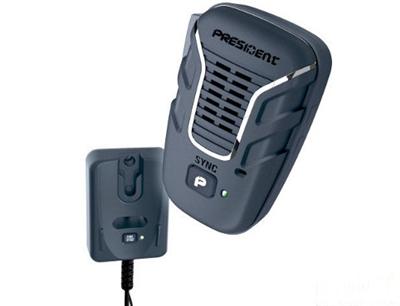 <p>
	Wireless Microphone, Speaker and Mic in a single unit.<br />
	Compatible with all President CB Transceivers with a 6-Pin Microphone Connection.<br />
	Range up to 100 meter.</p>
<p>
	<b>FEATURES, FUNCTIONS AND SPECIFICATIONS:</b><br />
	* Speaker and Microphone in a single unit.<br />
	* Push-To-Talk Control Button.<br />
	* Volume UP/Down Controls.<br />
	* Auto power-off.<br />
	* Up to 100 meter range.<br />
	* Car charger plug with mini-USB connection.<br />
	* Compatible with all PRESIDENT CB radios having a 6 pin microphone.</p>
<p>
	<b>PACKING INCLUDES:</b><br />
	1 Pc of Wireless Mic<br />
	1 Pc of Cradle plus mounting screws<br />
	1 Pc of 12/24VDC Cigarette Lighter Plug with USB<br />
	1 Pc of USB Cable USB/Mini-USB<br />
	1 Pc of Audio cable<br />
	1 Pc of Belt Clip<br />
	1 Pc of NiMH Battery Pack<br />
	1 Pc of User Manual in English, French, Spannish, Pollish.</p>
<p>
	<strong>PRICE&nbsp; &euro;90</strong></p>
<p>
	&nbsp;</p>
<p>
	&nbsp;</p>
